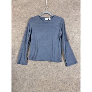 Fiorlini International Shirt Womens M Gray Basic Long Sleeve Crew Neck Slit